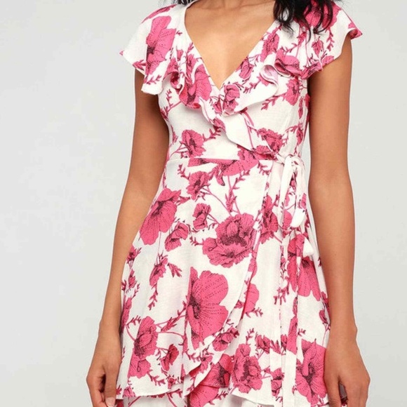 Free People Dresses & Skirts - FREE PEOPLE FRENCH QUARTER WRAP DRESS PINK WHITE FLORAL